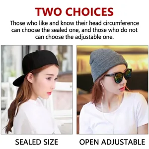 Gorra de hip hop de lana gruesa con visera plana en estilos cerrado y ajustable