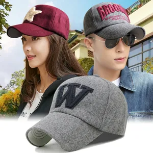 Casquettes de baseball en laine chaude pour hommes et femmes avec broderie et étoile