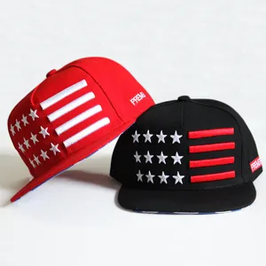Casquette de Baseball Hip Hop à Bord Plat Étoile à Cinq Branches Rayures Brodé Chapeau Snapback Streetwear Unisexe