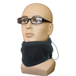 Warm black thermal fleece neck gaiter for outdoor cycling windproof face protection mask