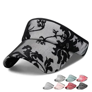 Visera parasol transpirable con estampado de flores de encaje para protección UV exterior
