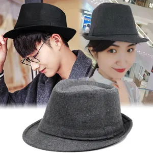 Vintage Woolen Fedora Hat For Men Women British Style Jazz Hat Autumn Winter Warm Felt Hat With Ribbon Band Elegant Trilby Hat