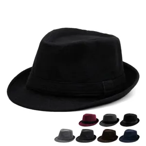 Classic wool felt fedora hat in retro British jazz style for the autumn and winter seasons