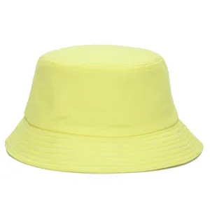 Oversized neon yellow cotton bucket hat for breathable outdoor sun protection unisex