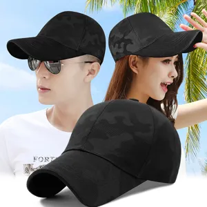 Verstelbare zwarte camouflage baseballpet voor heren en dames zonbescherming buiten