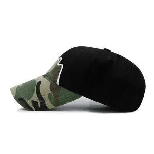 Casquette de baseball de plein air avec bord camouflage et calotte noire pour le soleil