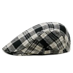 Klassische britische karierte Baskenmütze Baumwolle Flatcap für Damen und Herren
