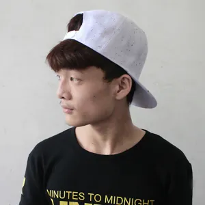 Stylish white hip hop flat brim baseball cap with colorful ink splash pattern