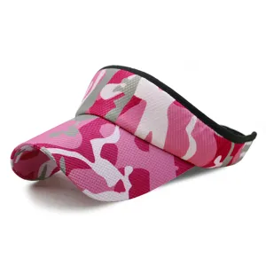 Pink camouflage sun visor hat for outdoor sports, hiking, and sun protection gear