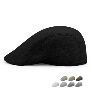 Gorra plana de lino transpirable para hombres y mujeres boina retro protección solar
