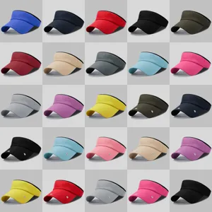 Visiera Parasole Unisex Regolabile in Tinta Unita in Cotone Poliestere Berretto Senza Parte Superiore per Sport All'aperto