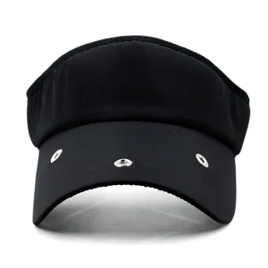Visiera parasole unisex nera con occhielli metallici per sport all'aperto estivi