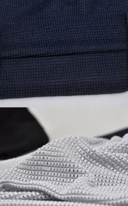 Macro view showing the breathable hollow mesh fabric of this lightweight summer beanie hat