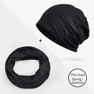 Modal Breathable Slouchy Beanie Cap For Women Thin Neck Gaiter Dual Use Sleep Cap Postpartum Confinement Hat Minimalist Skull Cap