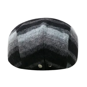 Vintage British style striped wool beret flat cap for men and women in winter warm