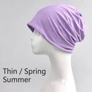 Thin breathable purple modal beanie hat for spring and summer
