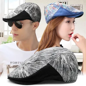 Unisex stylish embroidered newsboy cap with vintage jacquard pattern for outdoor wear
