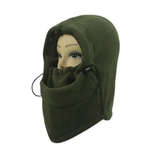 Warm olive green fleece balaclava windproof outdoor winter neck gaiter mask for cycling