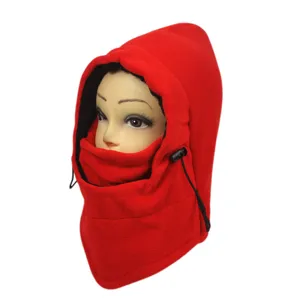Thickened red fleece balaclava hood mask for winter cycling windproof warmth protection