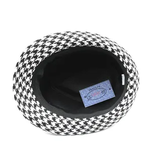 Sombrero fedora de jazz clásico con diseño de pata de gallo blanco y negro para niños