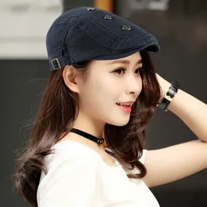 Stylish navy blue rivet beret cap with FREESTYLE embroidery for men and women