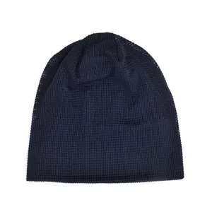 Dark blue breathable mesh beanie hat and neck gaiter for summer outdoor leisure