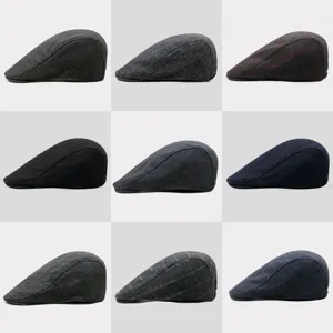 British Retro Wool Blend Flat Cap Men Women Autumn Winter Thickened Warm Newsboy Hat Adjustable Casual Beret Ivy Cap