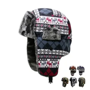 Winter Camouflage Plaid Trapper Hat Men Women Warm Plush Earflap Bomber Hat Windproof Outdoor Cycling Aviator Snow Cap