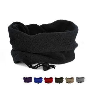 Outdoor Fleece Neck Warmer For Men Women Winter Windproof Face Mask Adjustable Drawstring Pullover Gaiter Scarf Multi Use Headgear