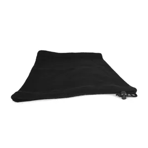 Versatile black outdoor fleece neck warmer and winter gaiter with adjustable drawstring