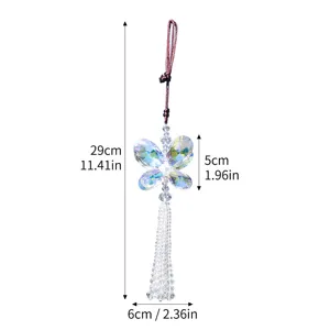 Crystal butterfly car hanging ornament with size dimensions of 29cm total length