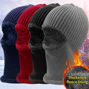 Thick fleece lined knitted balaclava for winter outdoor skiing in multiple colors