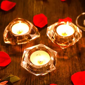 Set de bougeoirs romantiques en cristal avec pétales de rose