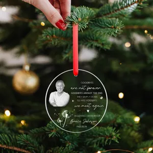 Adorno navideño conmemorativo personalizado con foto y gráficos de diente de león