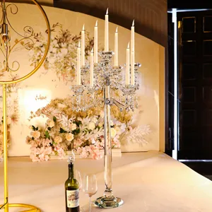 Candelabro de lujo de cristal con 9 brazos para una decoración de boda muy elegante