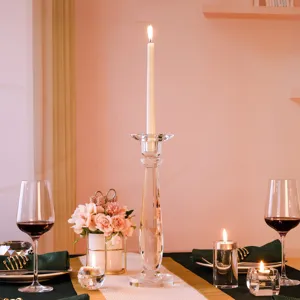 Elegante portavelas de cristal europeo para decoración de mesa de boda romántica