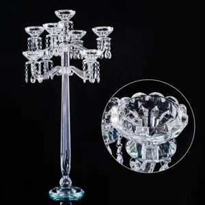 Elegante candelabro de cristal europeo de 9 brazos para bodas y decoración de hoteles
