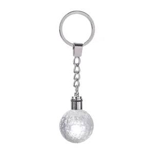 Detailansicht eines facettierten Kristallkugel-Schlüsselanhängers mit Metallring.