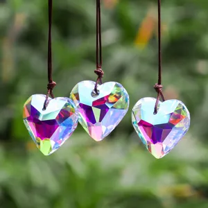 Crystal Heart Prism Sun Catcher Window Hanging Rainbow Maker Pendant Home Decoration