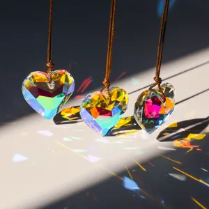 Crystal sun catcher heart prism hanging window crystal faceted prism rainbow maker pendant