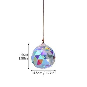 Gedetailleerde afmetingen van de kleurrijke K9 kristallen prisma zonnevanger hanger