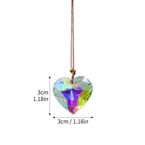 K9 crystal heart suncatcher prism pendant for window hanging, clear faceted light catcher.