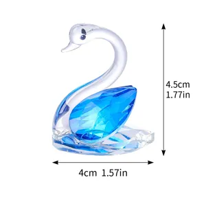 Elegant blue faceted crystal swan figurine ornament for wedding and home decoration 4.5cm