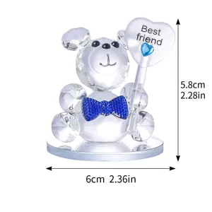 Crystal bear figurine ornament detail showing dimensions of 5.8cm height and 6cm width