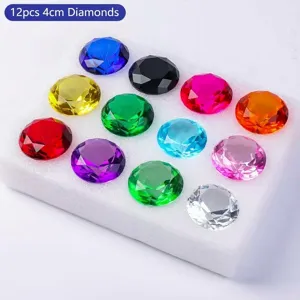 Set of 12 colorful 4cm artificial crystal diamonds for DIY decoration