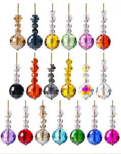 Colorful faceted crystal ball Christmas tree pendants in 19 different vibrant colors