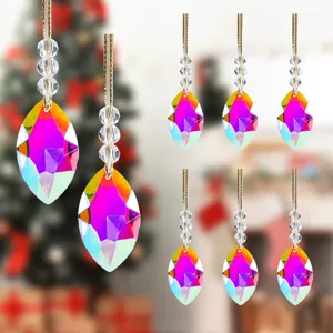 Vibrant multi-colored faceted crystal pendants for festive Christmas tree decor