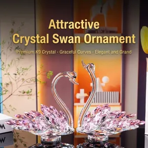 Crystal Swan Ornament Couple Statue Figurine Tabletop Decor For Living Room Bedroom Car Interior Home Decoration Gift