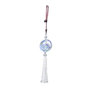 Crystal car hanging ornament rearview mirror crystal ball prism tassel decor car charm