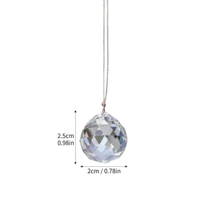 Detailed size diagram of the 2cm faceted K9 crystal ball sun catcher for window hanging